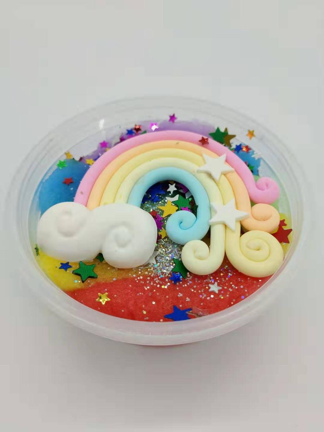 Regnbue tråd tegning mudder slim sne mudder tusind silke slim slim dekompression plasticine legetøj: 6 farver regnbue 60ml