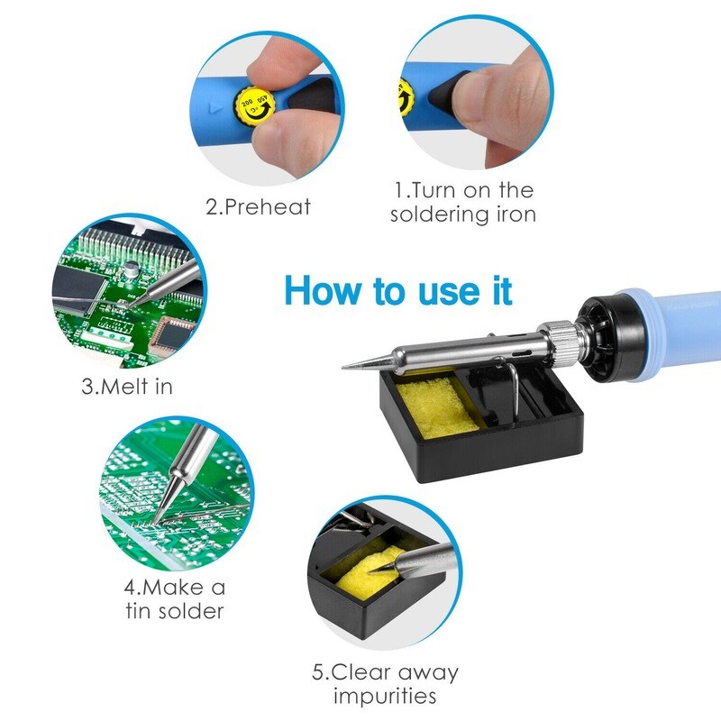 80W Digital Electric Soldering Iron Kit Set Temperature Adjustable 220V 110V Welding Tool Ceramic Heater Soldering Tips Rework