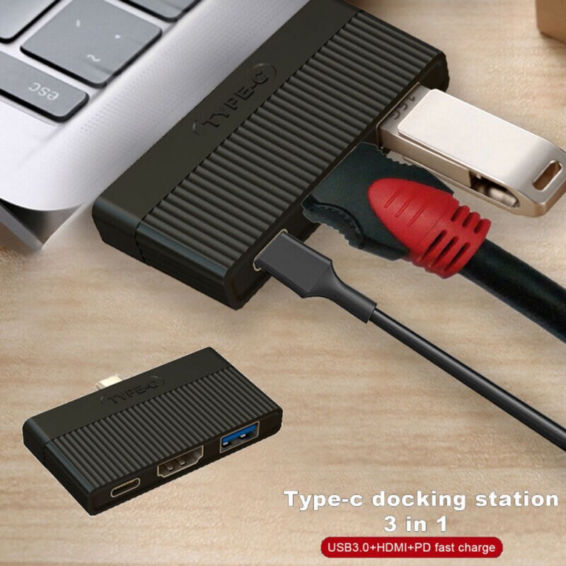 Type c naar hdmi/usb 3.0/pd 4k hdmi-adapterkabel 3 in hub voor macbook pro oplaadpoort adapterkabel usb- 1