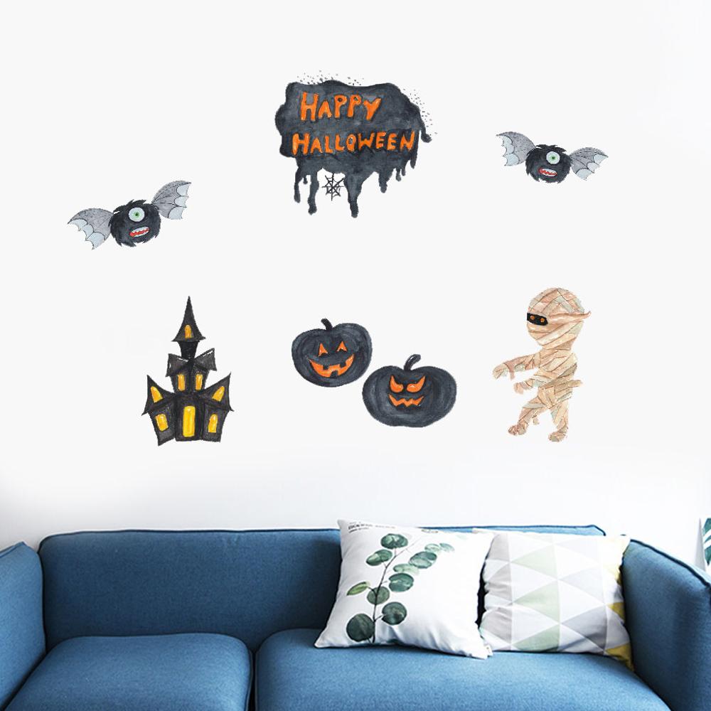 Cute Halloween Mummy PVC Sticker Wall Sticker Wallpaper Living Room Decoration FDH: Default Title
