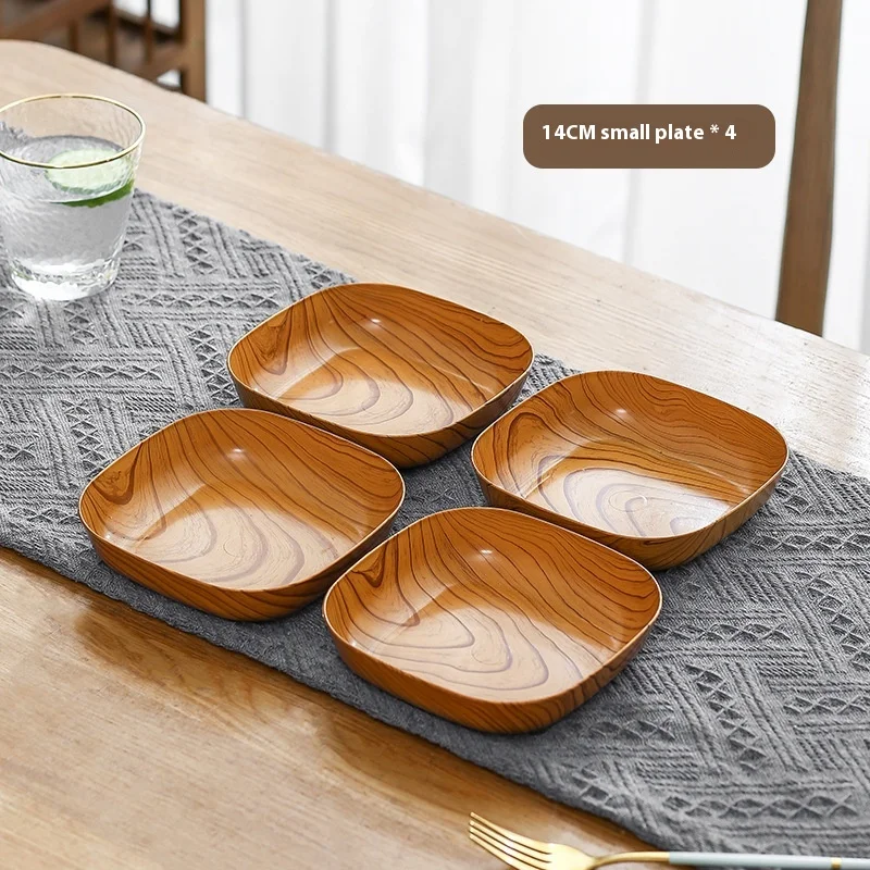 4pcs14cm utensílios de mesa japoneses placa de madeira bandeja oval de faia mini bolo de frutas lanche pratos pão bolo recipiente lanches pratos: Default Title