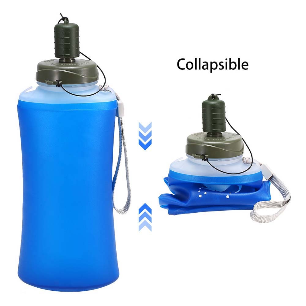 Botella de agua portátil para deportes al aire libre, bolsas plegables de 750ML, protección ambiental, para senderismo y Camping