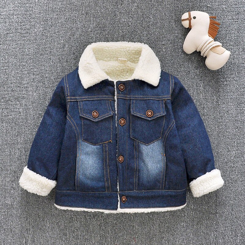 bébé garçons filles Denim veste enfant en bas âge enfants hiver épais vêtements d'extérieur jean manteau enfants automne coton vêtements: dark blue / 3T