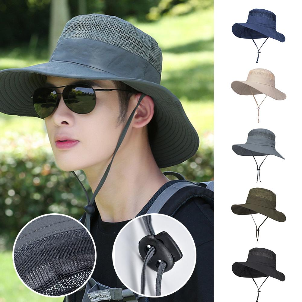 Chapéu de aba grande para guarda-sol ao ar livre masculino e chapéu protetor solar, chapéu de sol de verão, chapéu de pesca, chapéu de pescador de montanhismo k9n7