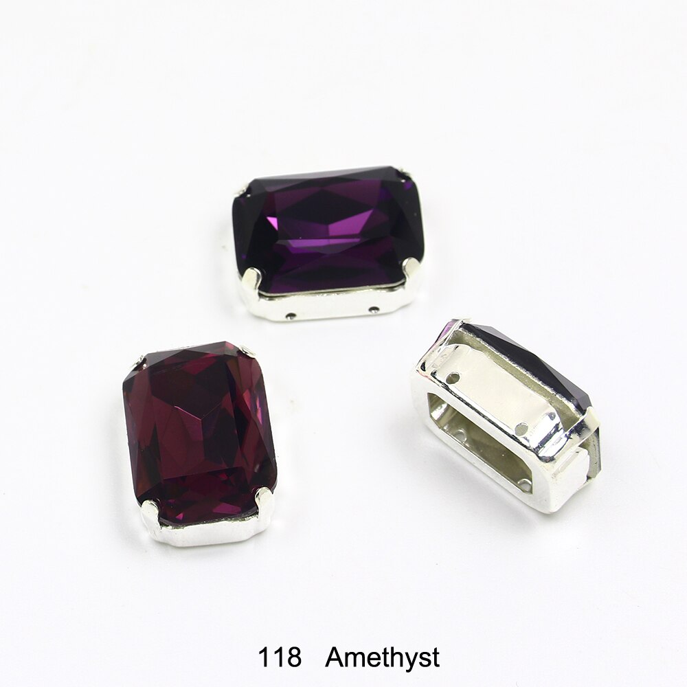13*18mm 30 rechthoekige kristal naai-op losse platte strass steentjes met klauw naai-strass steentjes voor handwerkkleding: 118