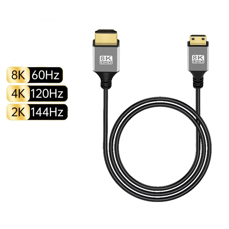 0,5M 1M 8K UHD-kabel omhoog/omlaag/links/rechts hoek HDMI-compatibel Mini Micro HD-scherm Dun snoer voor laptop PC Camera Monitor HDTV