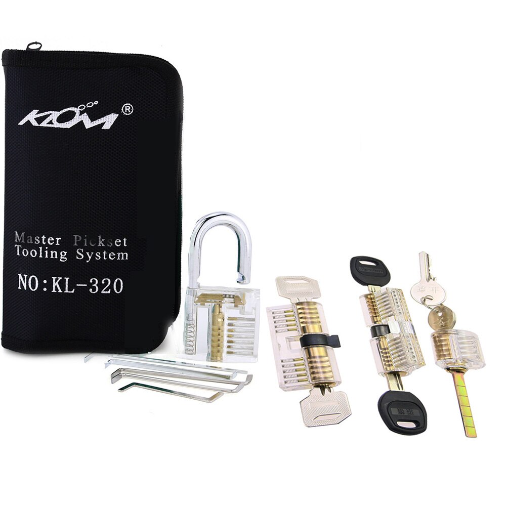 Klom 32pcs Lock Pickset Tools Remove Hand Tools with 9pcs Transparent Practice Lock Opener Kit Locksmith Training