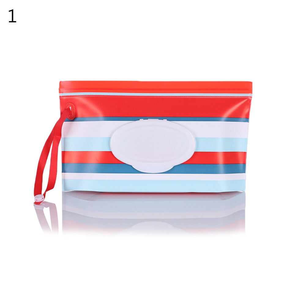 Portable Wet Wipes Bag Easy-carry Snap-strap Wipes Case Flip Cover Wet Wipes Container Stroller Self-sealing Cosmetic Pouch: 1