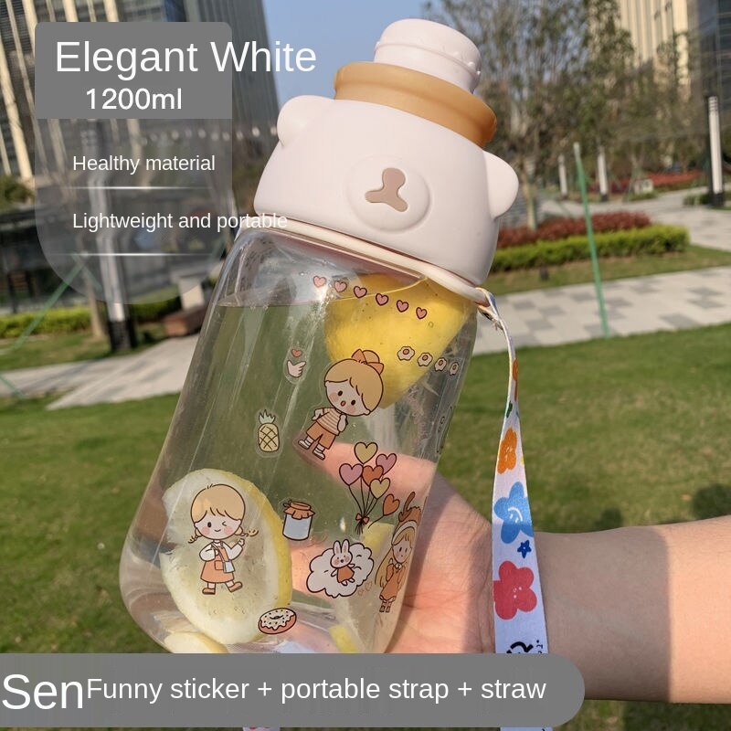 1000/1200/1600 ML Wasser Flaschen 33.8/40.5/54 Unzen Neue Wasser Tasse Weiblichen Super Große Kapazität mit Stroh Flasche Topf Tragbare