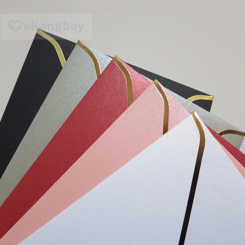 25 stuks 194 x 134mm(7.5 x 5.2 inch) parelkleurige enveloppen met gouden stempel, dikke envelop voor huwelijksuitnodigingen