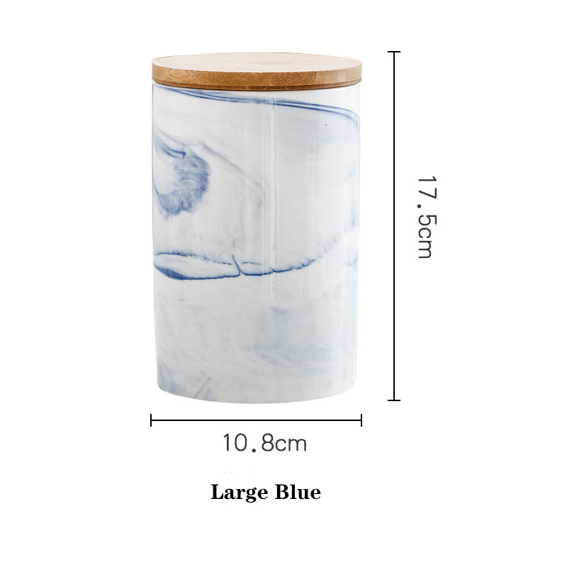 Ceramic Fresh-keeping Sealed Jar Bean Sugar Tea Coffee Storage Container Household Food Storage Box Kitchen Organization Tools: 10.8 x 17.5cm Blue
