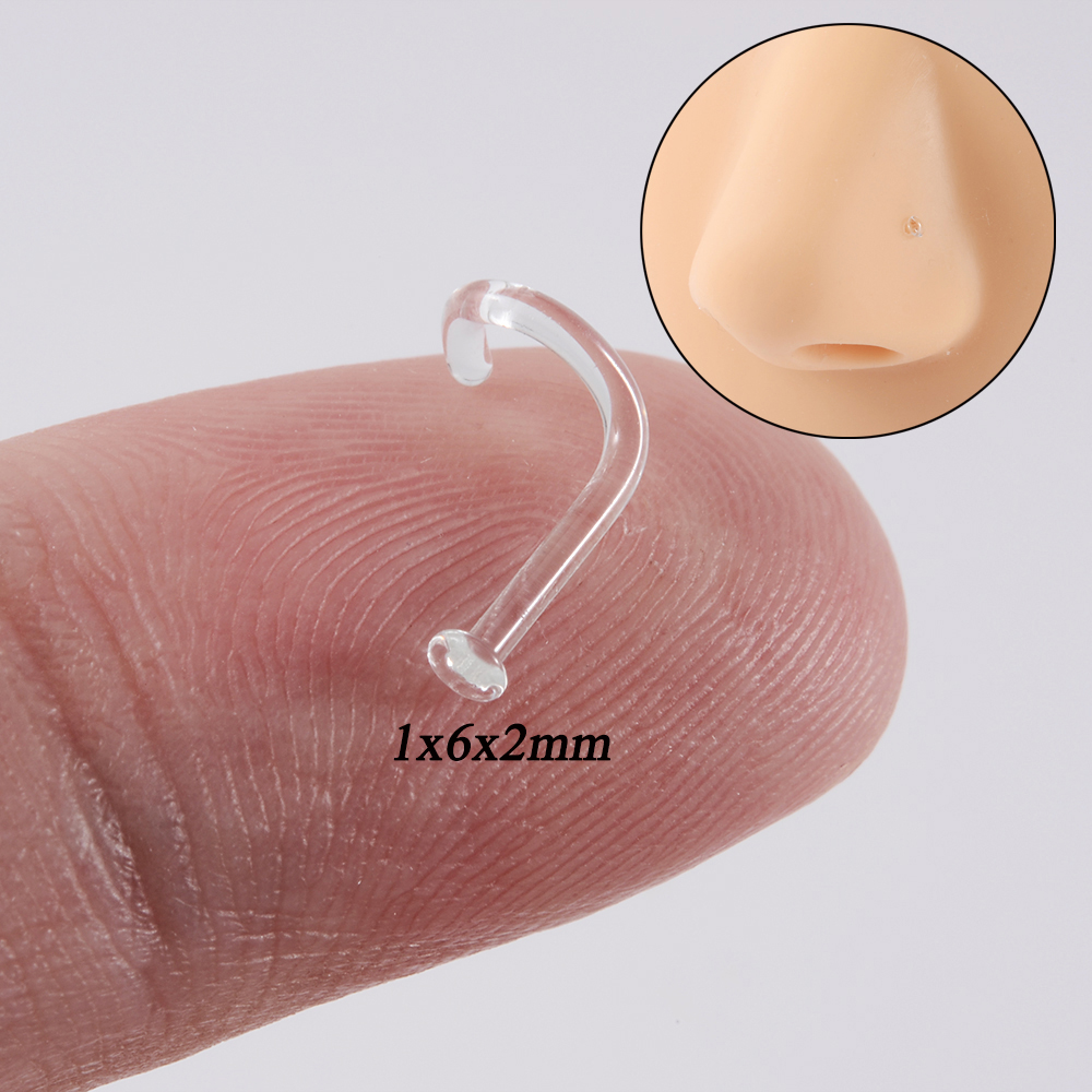 1Pc Glas Transparant Neus Stud Rechte Neus Ring Retainer Houder Neus Hoop Ring Body Piercing Sieraden 18G