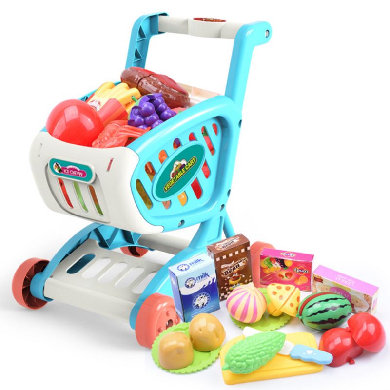 Mini-winkelwagenset voor kinderen, speelgoed, snijbare fruitgroenten voor jongens en meisjes: Default Title