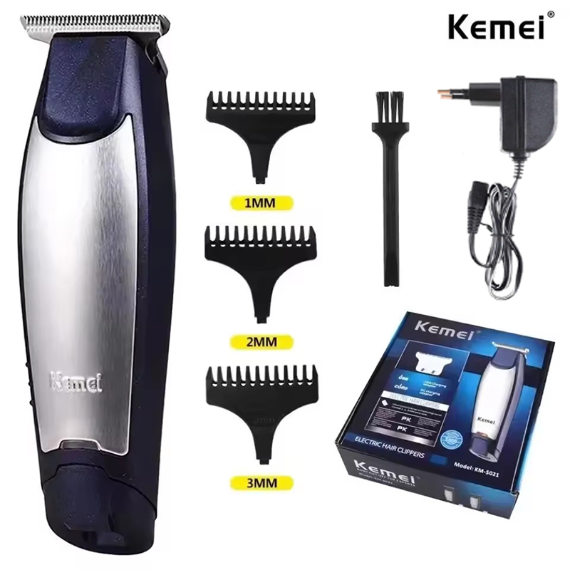 Cortadora de pelo eléctrica Kemei KM-5021, Kit de corte de pelo , Cable USB, máquina cortadora de pelo recargable para cabeza calva para hombres: Default Title
