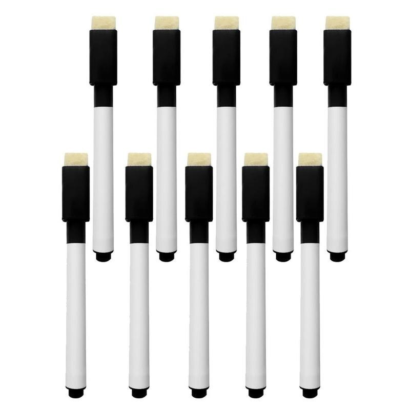 10 Stks/partij Zwarte Inkt Whiteboard Markers Pen Set Met Pen Kinderen Kid Droge Gum Pagina 'S Klaslokaal Kantoorbenodigdheden
