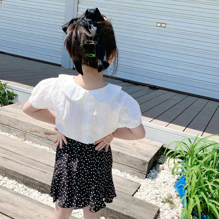 Sommer børns hvide baby krave skjorte kvindelige baby koreansk version af sød kortærmet skjorte