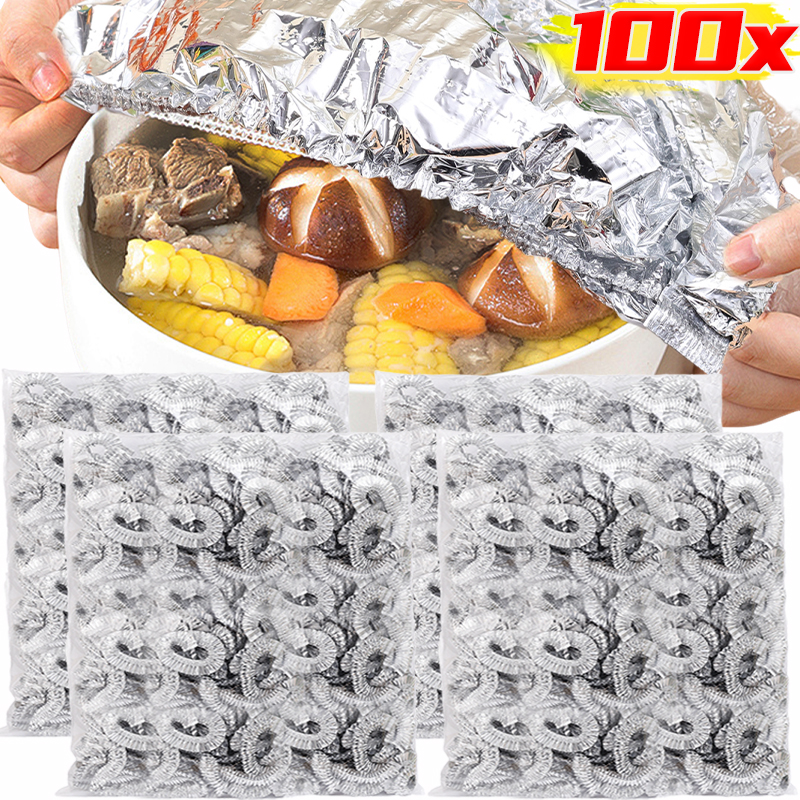 Filme de folha de alumínio capa de alimentos elástico saran envoltório filme aderente grau alimentício descartável saco de manutenção fresca cozinha isolamento artefato tampa