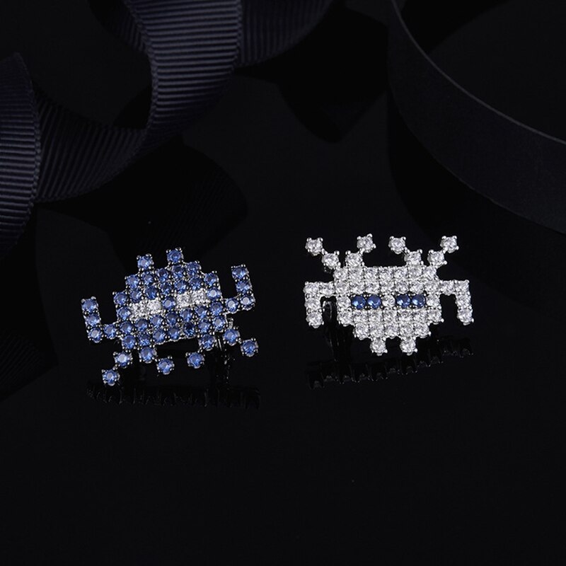 925 Sterling Silver Love 80s Pixel Robot Brooch Cute Brooch Pin for Women Girl Wedding Jewelry