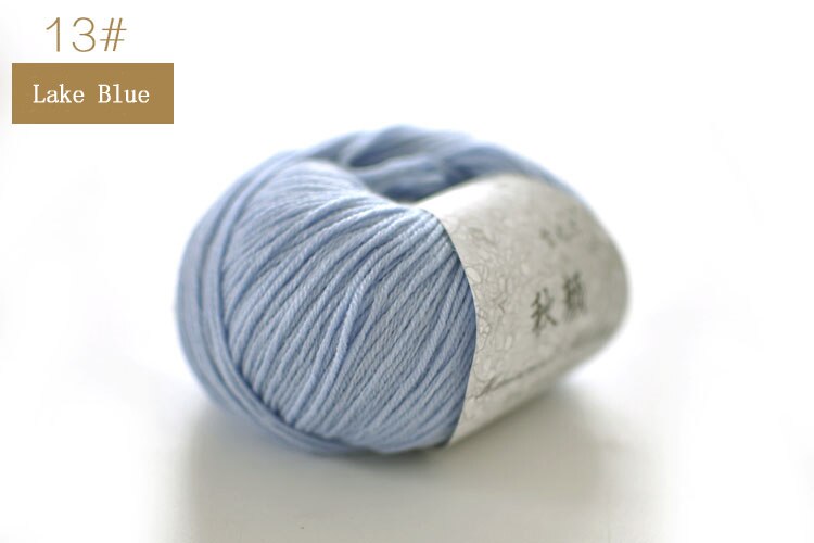 QZLKNIT 50g/bal 50% Merino gemengd garen Herfst/winter Zacht Medium grof wol garen DIY Hand gebreide haak Baby kleding garen: 13 Lake blue