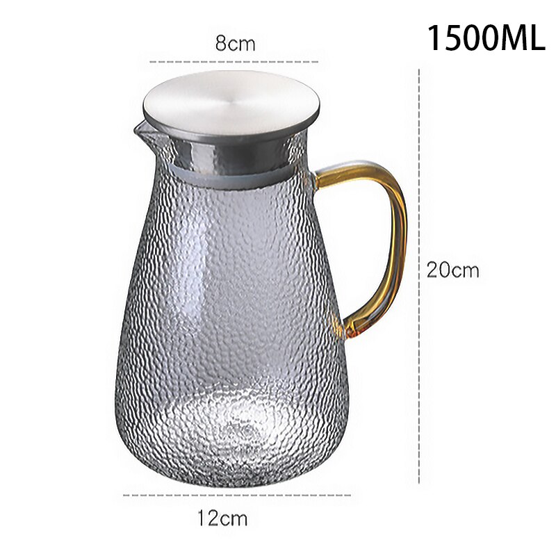 Heatproof Speciale Textuur Glazen Karaf Met Rvs Deksel Iced Water Pitcher 1500Ml/50Oz BLH001