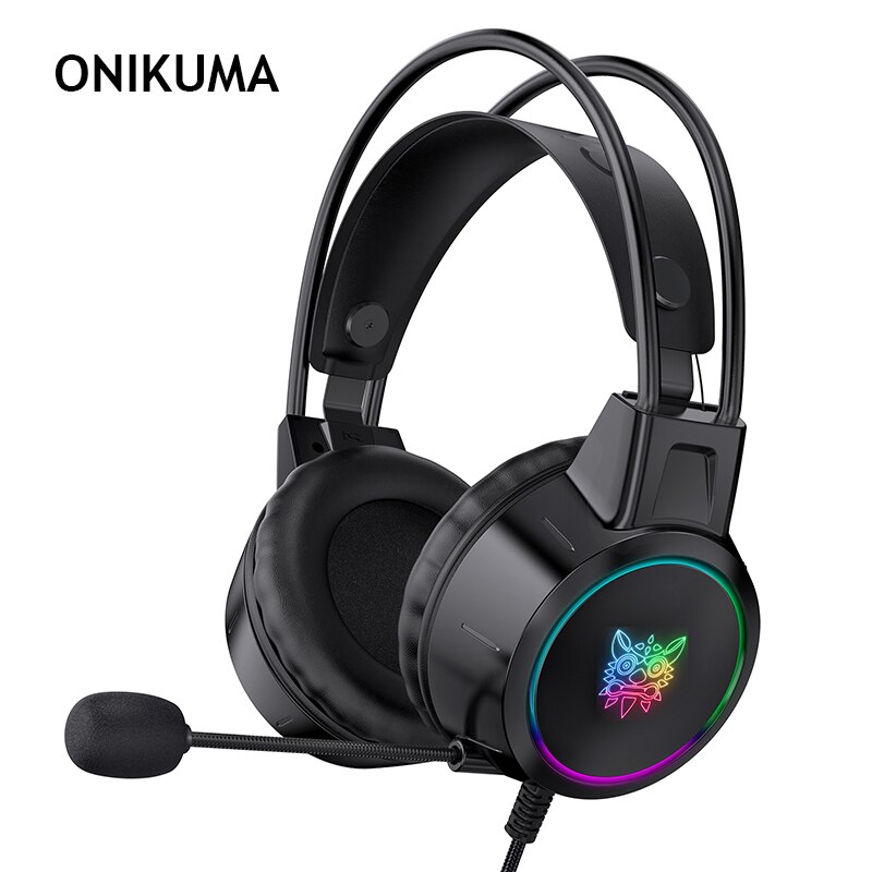ONIKUMA X15 gamingowy zestaw słuchawkowy Casque komputer dźwięk Stereo przewodowe słuchawki z mikrofonem kolorowe światło na laptopa PS4 Xbox One telefon