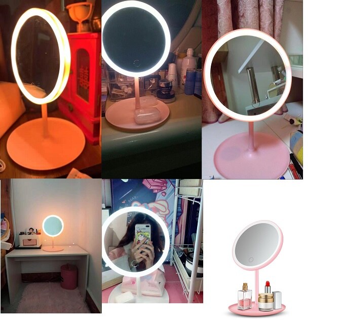 Make-Up Spiegel Met Led Licht Dames Gezicht Spiegel Verstelbare Touch Dimmer Usb Led Spiegel Tafel Desk Cosmetische Spiegel
