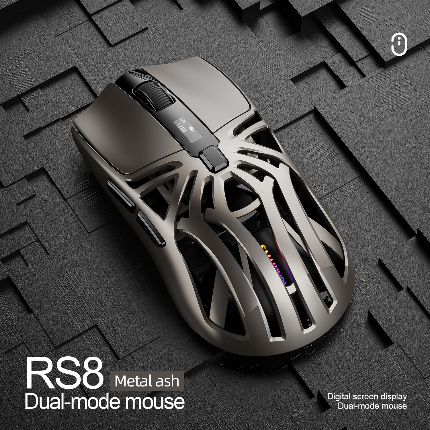 Ratón Bluetooth SMAILWOLF RS8 1000Hz, 10000dpi, conexión de tres modos, ratón macro ligero para juegos, ordenador portátil: Gris