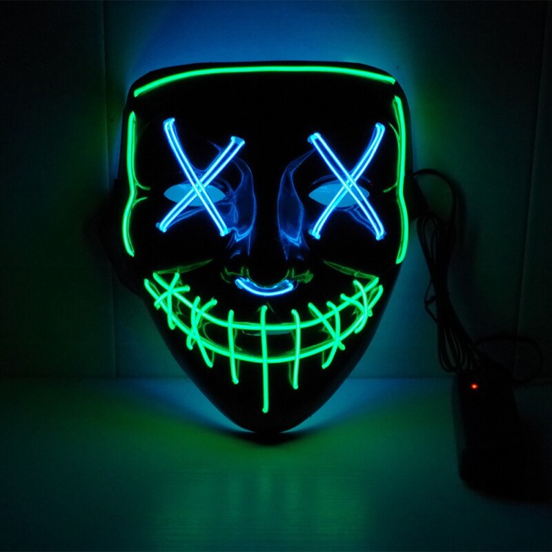 Halloween LED Masker Purge Maskers Verkiezing Mascara Kostuum DJ Party Light Up Maskers Glow In Dark 2 Kleur Splice Masker