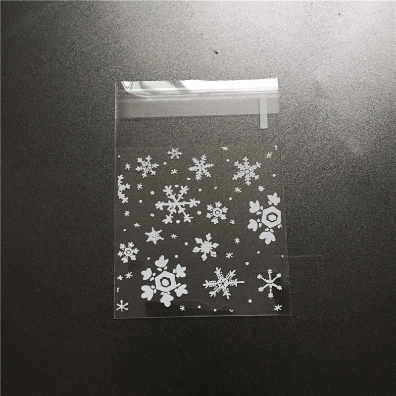 100pcs/lot 4 sizes Snowflake Transparent Plastic Self Adhesive Cookie Packaging Bag Wedding Candy Decoration Bag