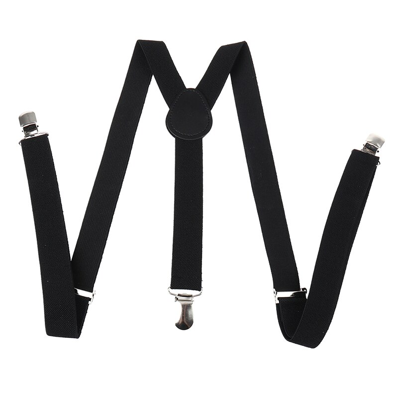 Justerbare elastiske seler til voksne unisex kvinder mænd y form elastiske clip-on seler bukser seler: Sort