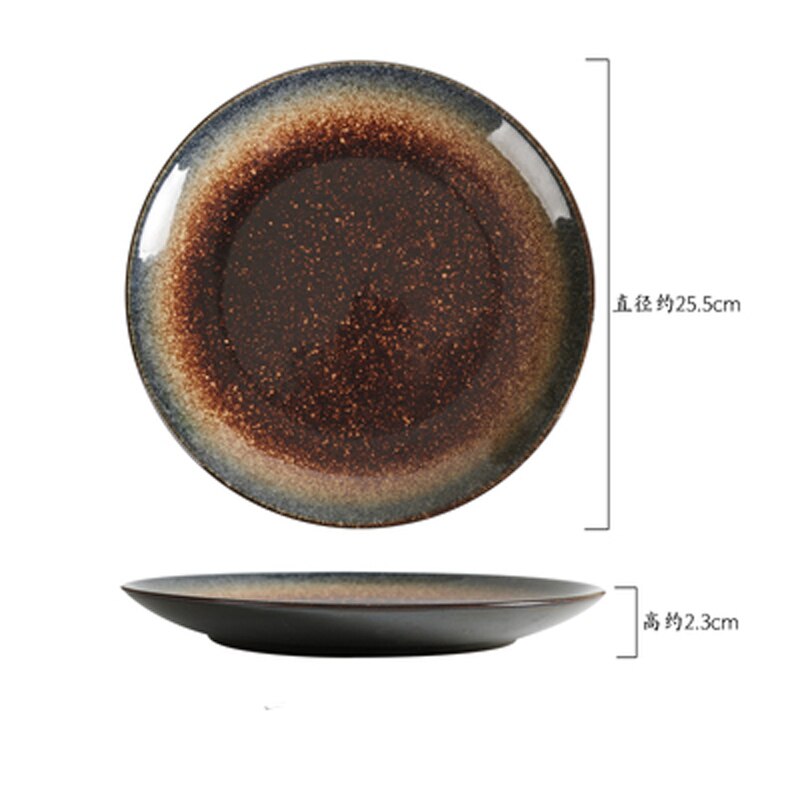 Japanese-style household ceramic serving plates, western dishes trays, steak plates, tableware, breakfast plates, round: C