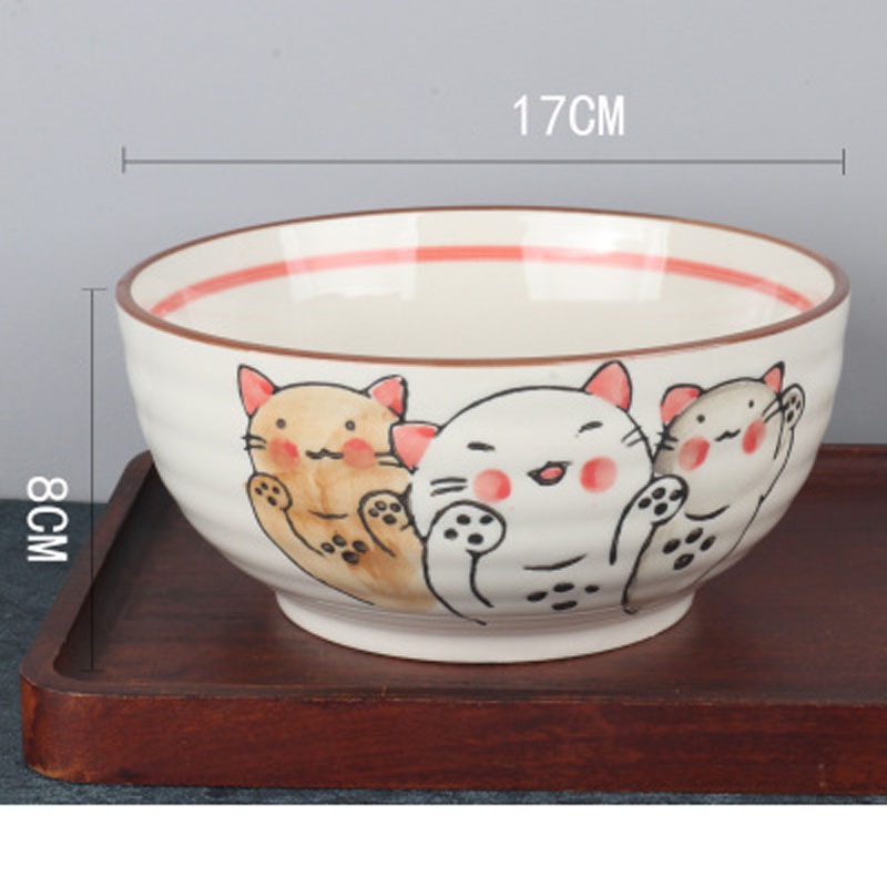 Handmade enamel hand-painted 7-inch Japanese bowl pottery household soup bowl commercial restaurant large noodle bowl: black