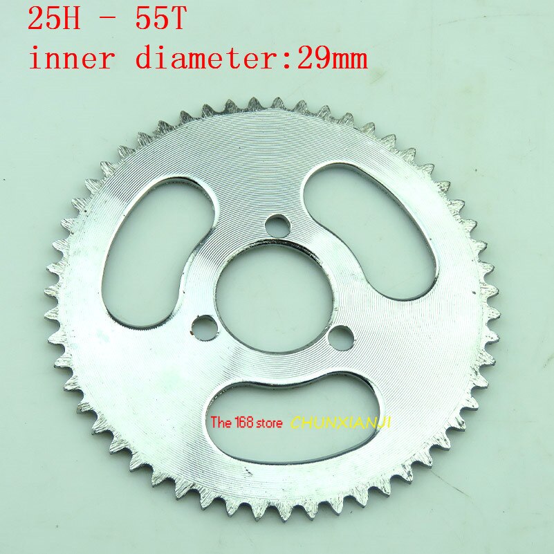 Super Rear Sprocket 25H 55T 29mm 55 Tooth Silver For 47cc 49cc Pocket Bike Mini ATV Moped Scooters Pit Dirt Motard and Bike