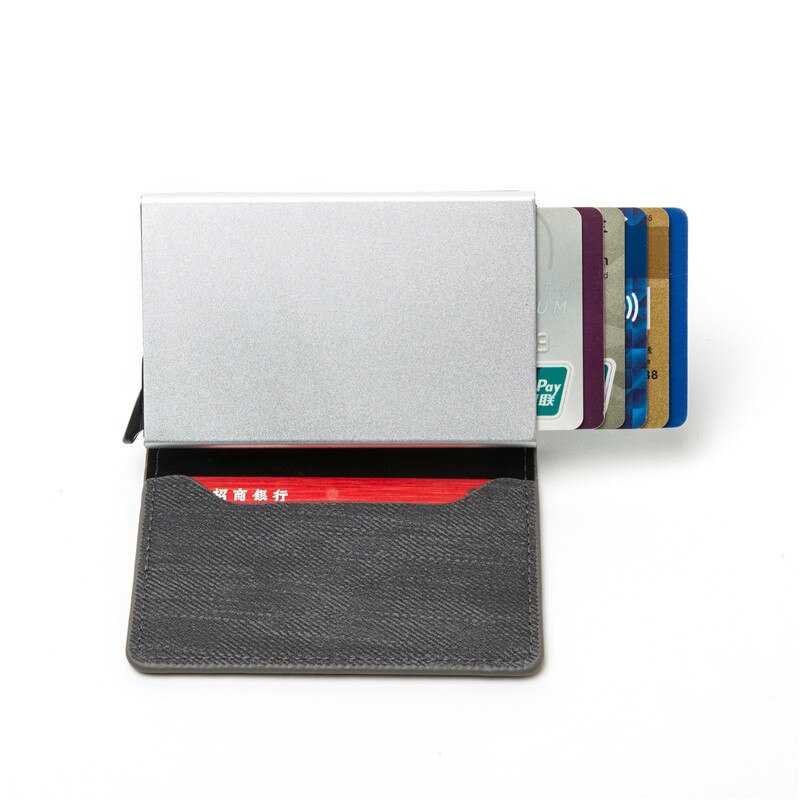 Mini Cartera de aluminio de Metal para hombre y mujer, tarjetero inteligente Rfid