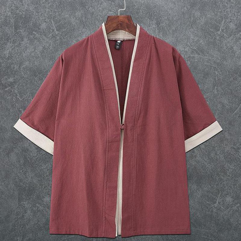 Cárdigan Kimono de lino de estilo chino para hombre, ropa tradicional Yukata japonesa Samurai, ropa informal de playa, ropa asiática delgada, 3XL, 4XL, 5XL