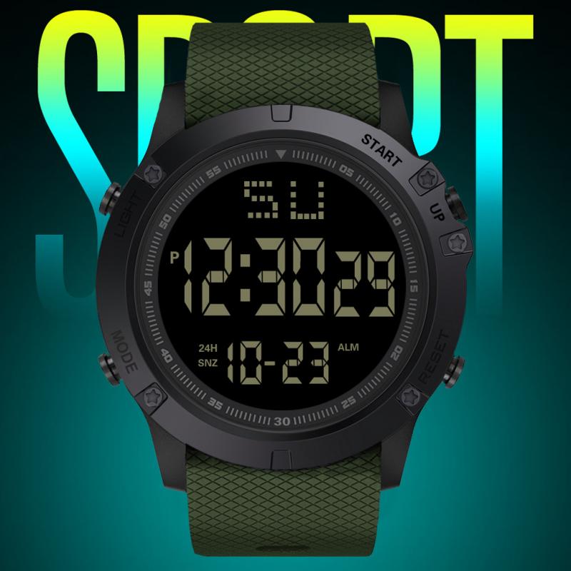 HONHX-reloj electrónico resistente al agua, multifunción, LED, pantalla grande negra, cronómetro Digital, despertador, reloj de pulsera deportivo con fecha