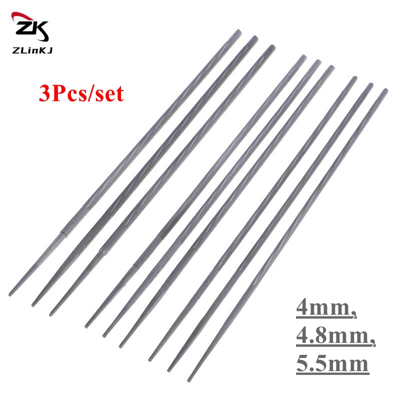 3 stuks/set ronde kettingzaagvijlen voor het slijpen van kettingzaagkettingen, 4mm,4.8mm,5.5mm houtbewerkingsgereedschappen