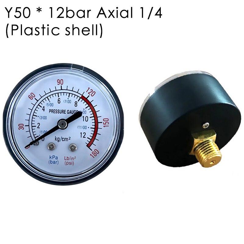 Manometer Terug Mount Black Air Compressor Pneumatische Hydraulische Vloeistof Manometer Manometer Draad: WHITE