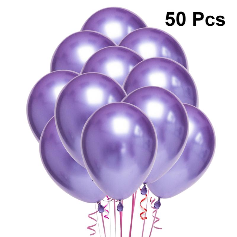50pcs 10 Inches Latex Thicken Balloons Metallic Color Party Ornaments Supplies (Golden): Purple