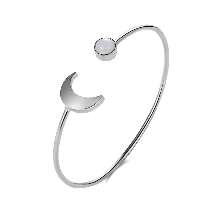Stijlvolle Maan Zon Open Armband Voor Vrouwen Zilver Kleur Black Metal Hand Chain Graceful Ritzy Femme Mujer Verfijnd Accessoires