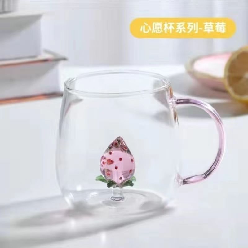 400ml 13oz 3d kaktus rose and flamingo dyr vandglas krus kop med hank til piger børn elskere bryllup: Lysegrå