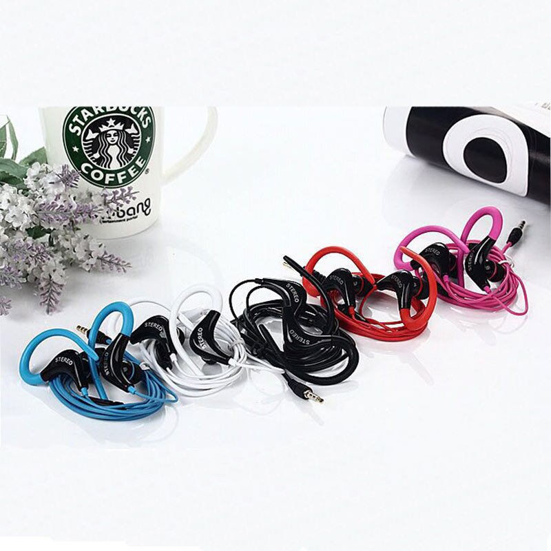 Oortelefoon stereo sport oortelefoon hoofdtelefoon handsfree oorhaak headset 3.5mm microfoon oordopjes voor alle telefoons