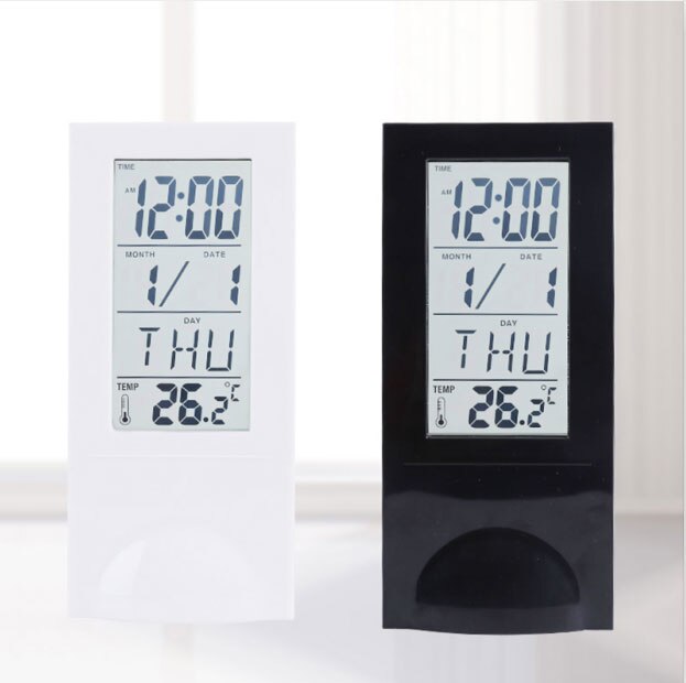 Alarm clock digital display transparent LCD multi-function thermometer electronic alarm clock