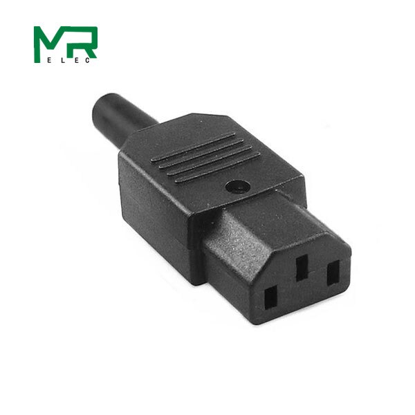 Conector de enchufe de Cable recto IEC 10A 250V, conector de alimentación recargable C13 C14, toma de CA de 3 pines: female head    black