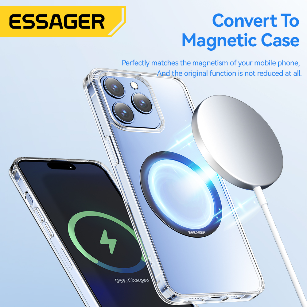 2 sztuki magnetyczny metalowy pierścień do iPhone 15 14 13 12 Pro Max Plus magnes MagSafe do Samsung Xiaomi bezprzewodowa płytka ładująca