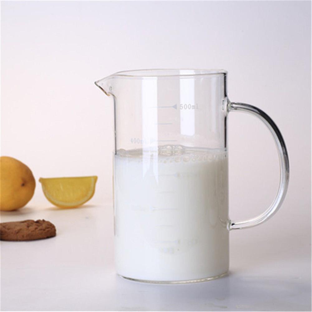 Glass Measuring Cup Heat-Resistant Kitchen Beaker Tool Jug Scale Cup Measurement Cups With Bamboo Cover 350-1000ml