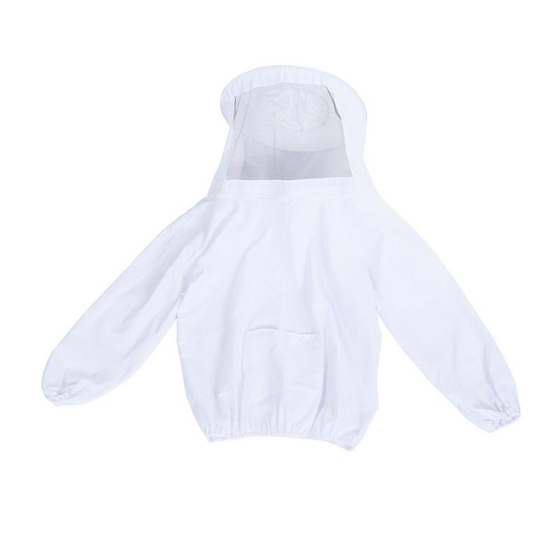Con bolsillo de almacenamiento Anti-abeja ropa Siamesed cabeza máscara de ropa exterior superior para ropa de apicultura # DO: White