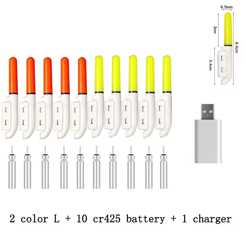 10 st/parti elektronisk ljuspinne med uppladdningsbart batteri, klämma på fiskespö, lysande lampa  a578  cr322 / cr425: RÃÂ¶d