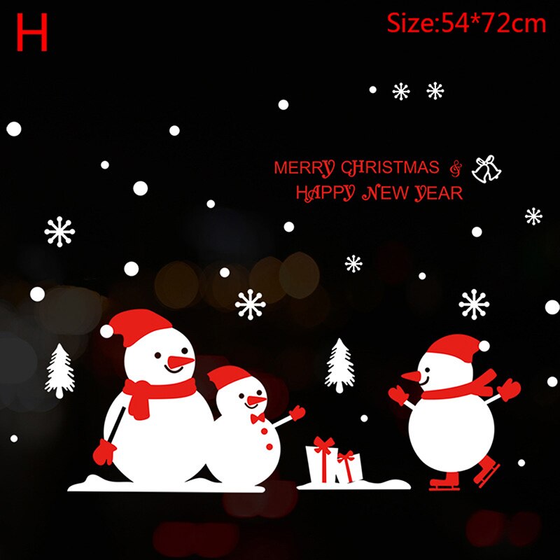 Christmas Stickers Window Glass Stickers Paster round Tube Packaging Glue-Free Electrostatic Christmas Decorations: H