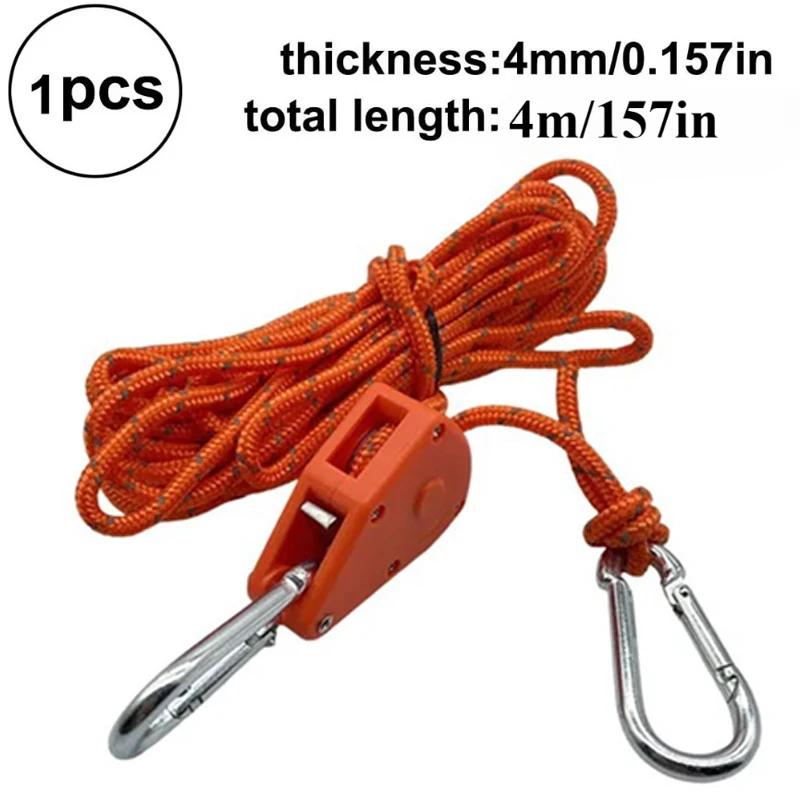 4M 6Pc Reflecterende Camping Tent Wind Touw Vastbinden Spanner Bevestiging Katrol Ratel Luifel Touw Gesp Touw tent Accessoire: MULTI